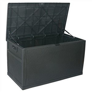 Rattan stiliaus lauko daiktadėžė su vyriais 450l